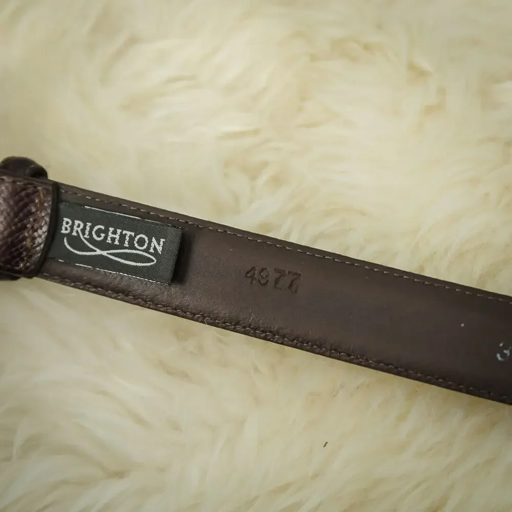 Brighton Men's Size 34 Brown Leather Solid Brass Buckle Adjustable Belt